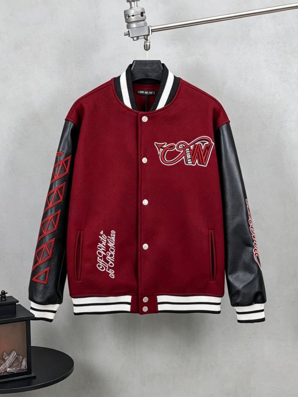 Off-White × AC Milan Collaboration Varsity Jacket